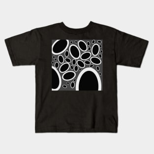 black white and grey oval pattern Kids T-Shirt